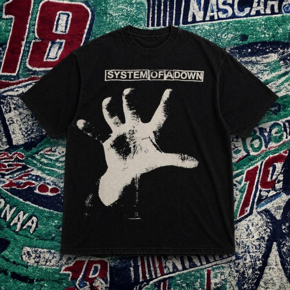 System Of A Down Handprint Graphic Tee Black Unisex Shirt